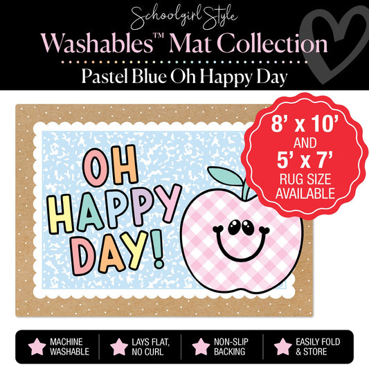 Pastel Blue Oh Happy Day Apple Classroom Mat by Schoolgirl Style