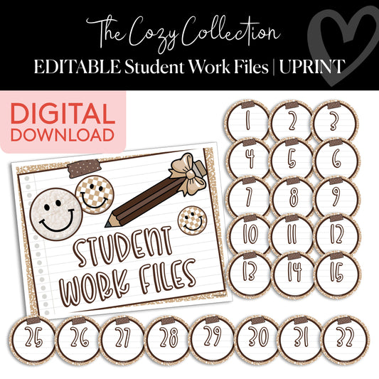 Printable Neutral Student Work Files | Cozy