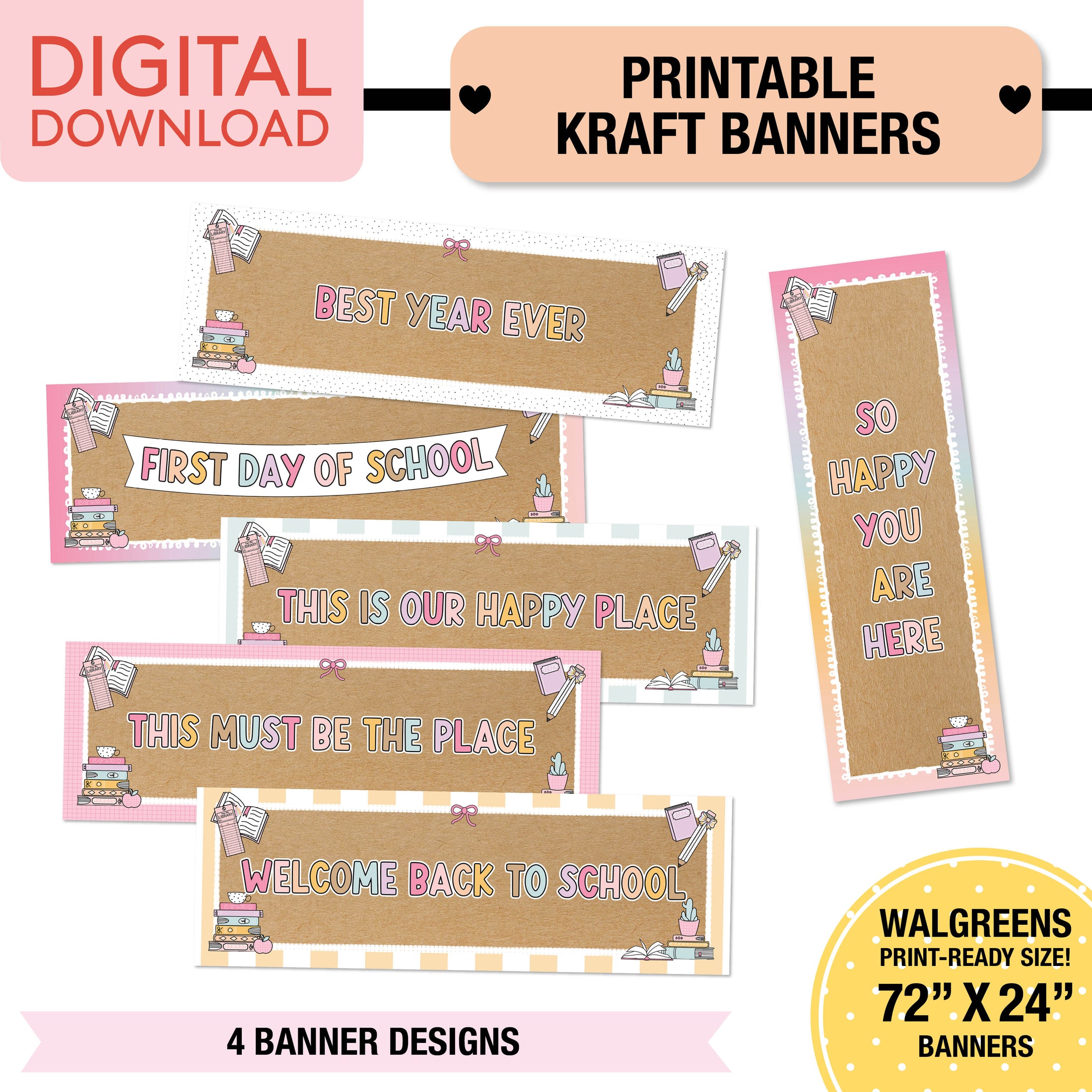 No Prep No Cut Classroom Decor Bundle | Pastel Pages