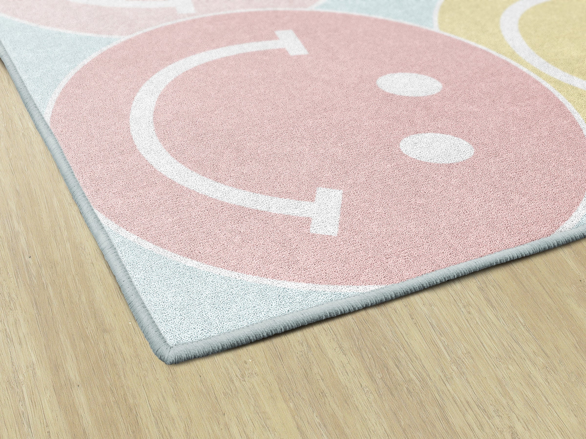 Pastel Rainbow Smileys Rug | Pastel Classroom Rug | Phone a Friend | S ...