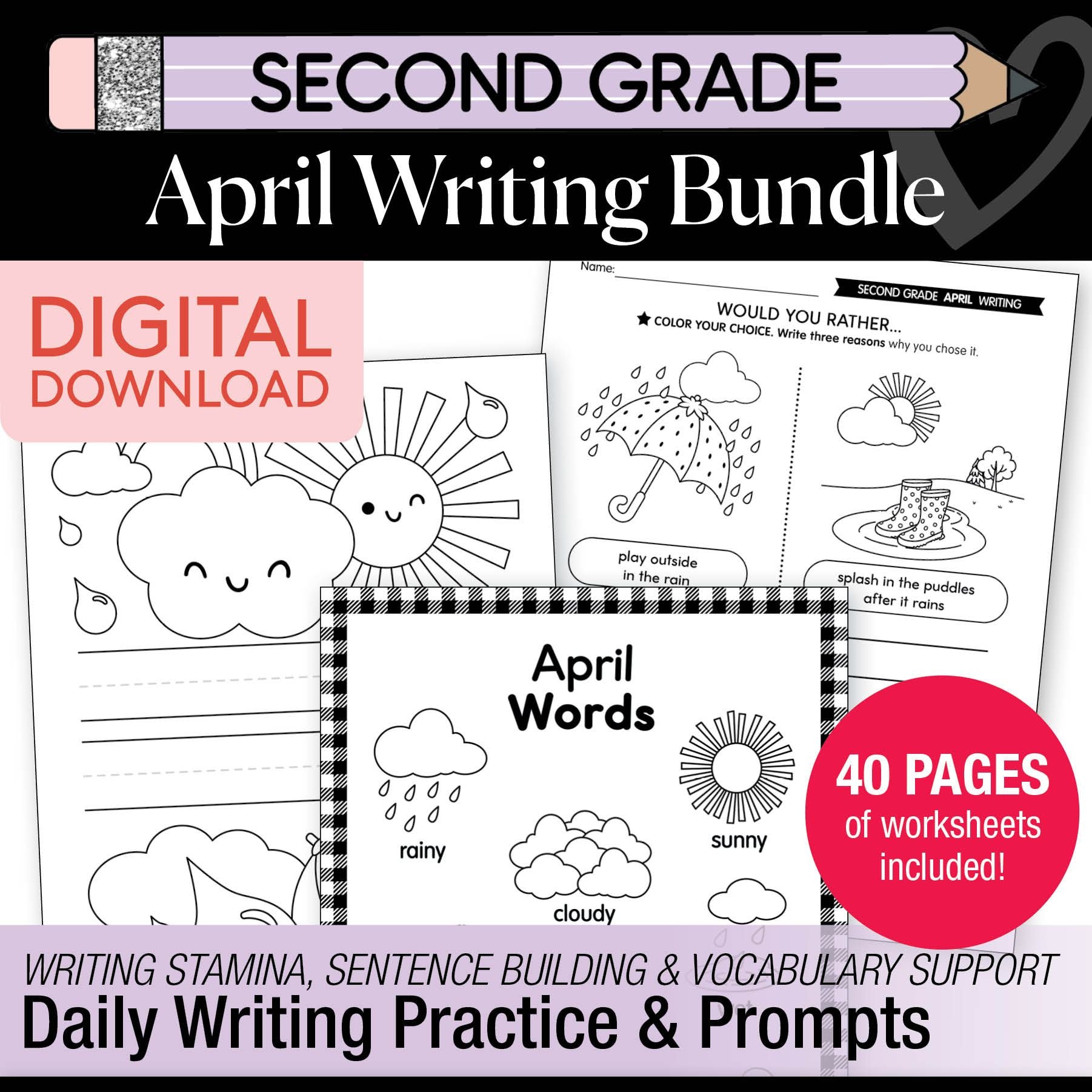 Printable Second Grade April Writing Bundle