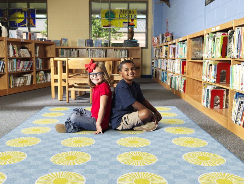 Peppy Sunshines | Sit Spot Rug | Seating Rug | Classroom Rug and Suns | Mr. Golden Sun | Schoolgirl Style