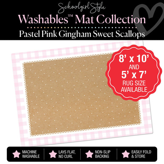 Pastel Pink Gingham with Sweet Scallops Classroom Mat by Schoolgirl Style