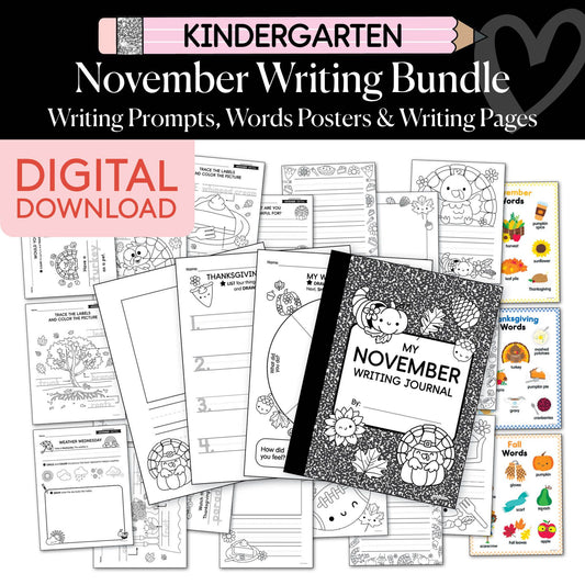 Printable Kindergarten November Writing Bundle