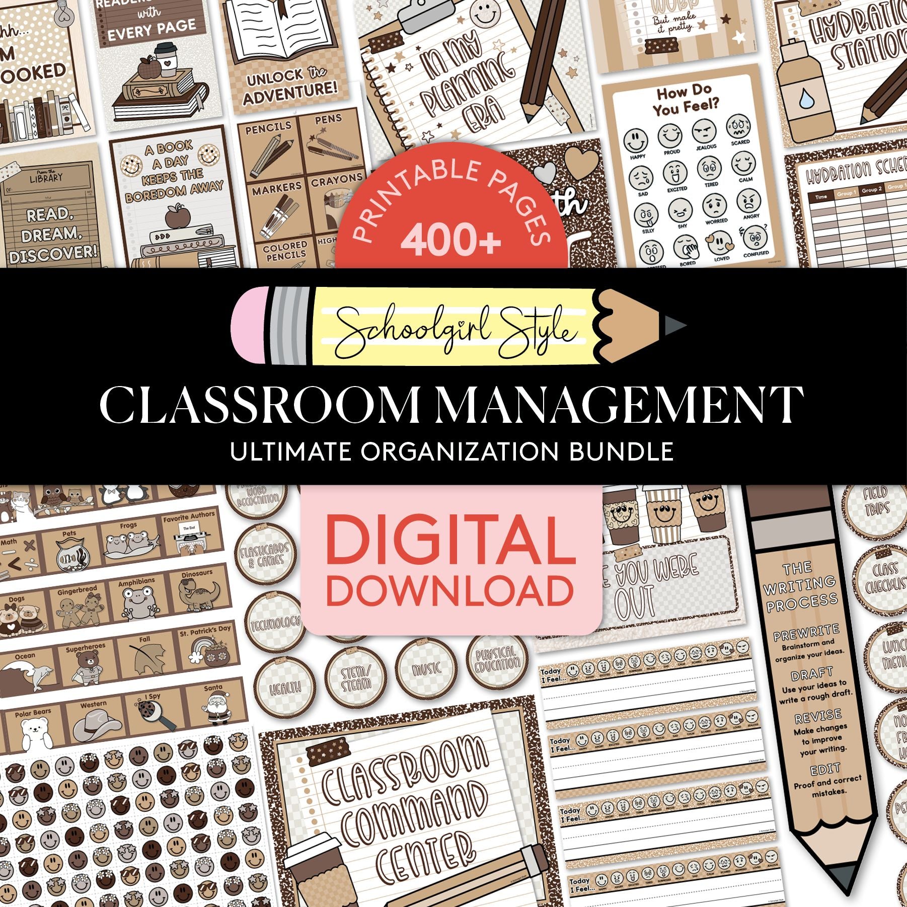 Printable Ultimate Neutral Classroom Management and Organization Bundle