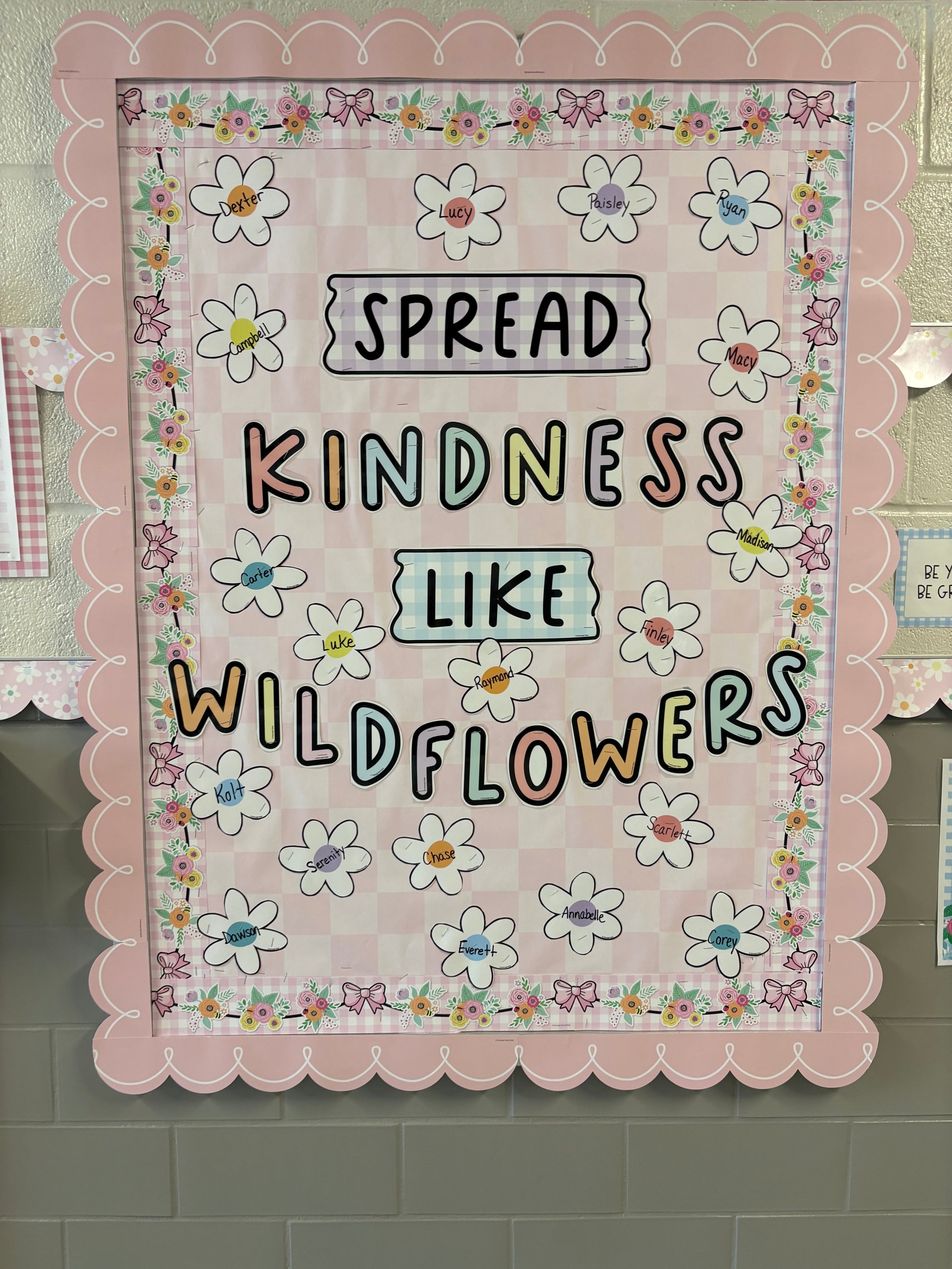 Spread Kindness Like Wildflowers Pastel Classroom Door Decor | Pretty in Pastel