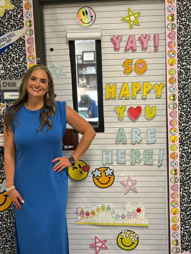 So Happy You Are Here Rainbow Pastel Classroom Door Decor | Emotional Rollercoaster