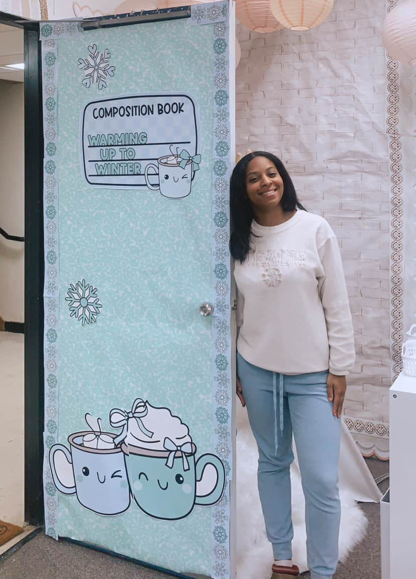 winter classroom door decor