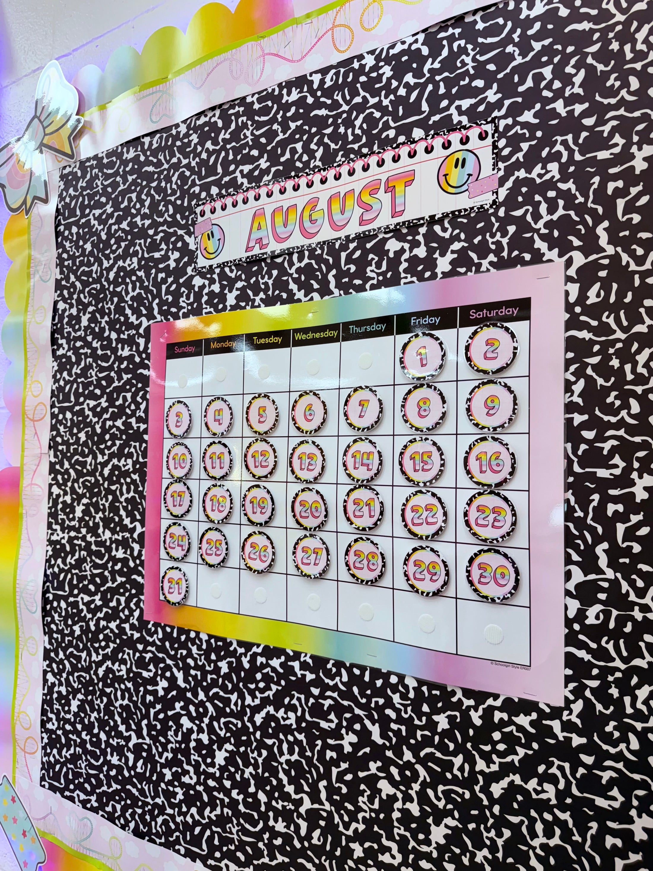 Rainbow Pastel Calendar Bulletin Board | Emotional Rollercoaster