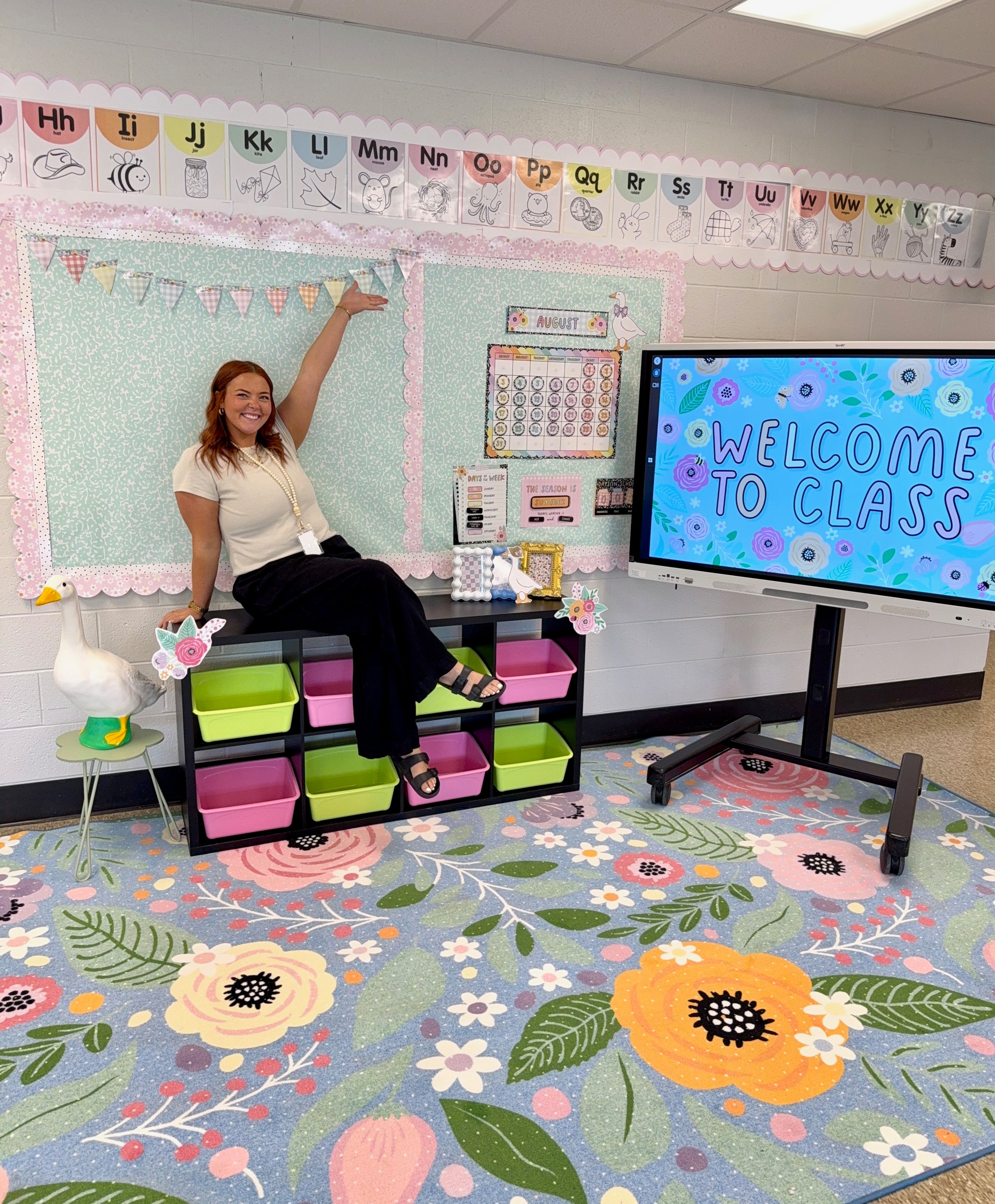 Pretty in Pastel Floral Classroom Rug by Schoolgirl Style