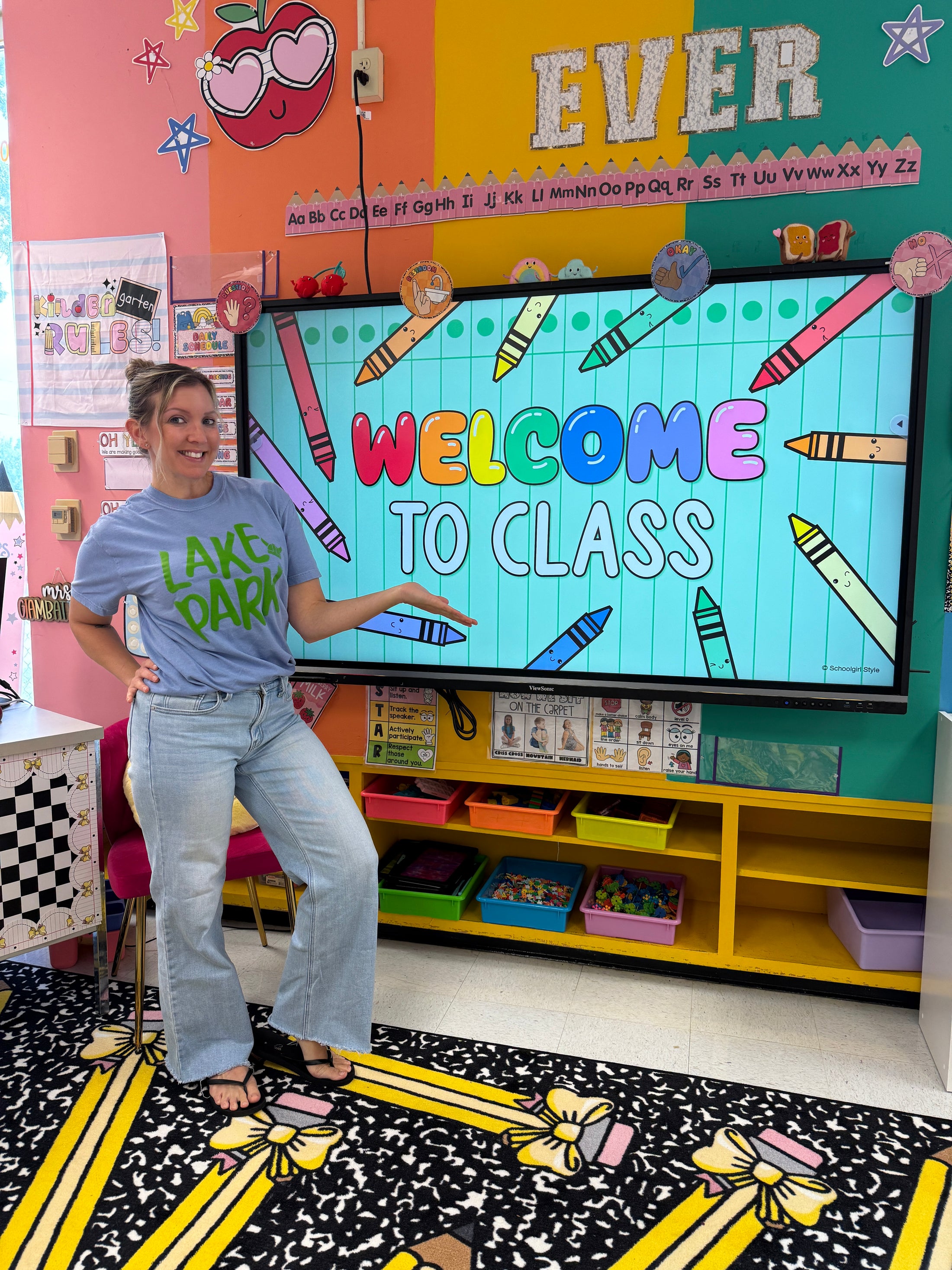 Printable Bright Rainbow Editable Google and PowerPoint Classroom Slides | School Days