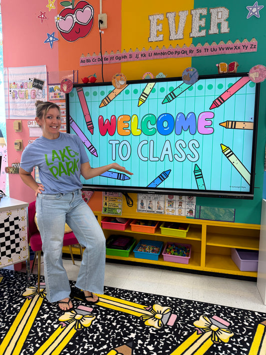 Printable Bright Rainbow Editable Google and PowerPoint Classroom Slides | School Days