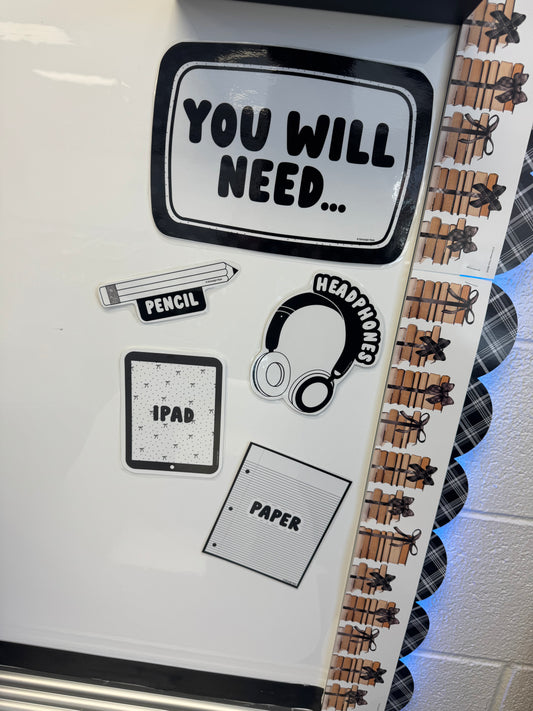 Printable Black and White Visual Supplies | Books and Bows