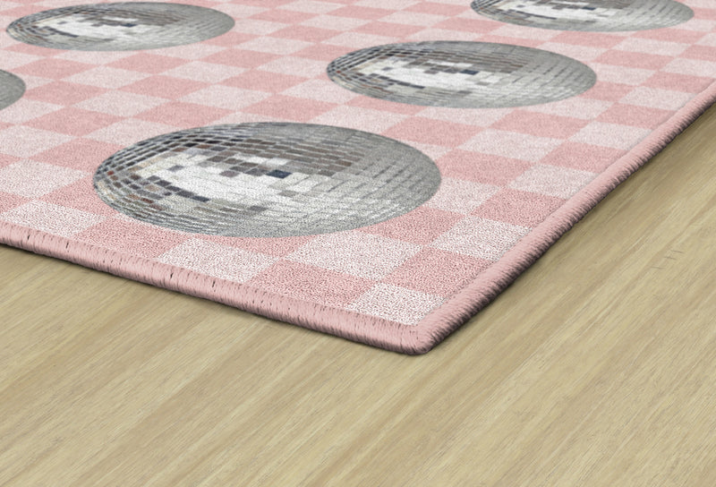 Pink Checkerboard Disco Ball | Sit Spot Rug | Seating Rug | Pink Classroom Rug | Schoolgirl Style