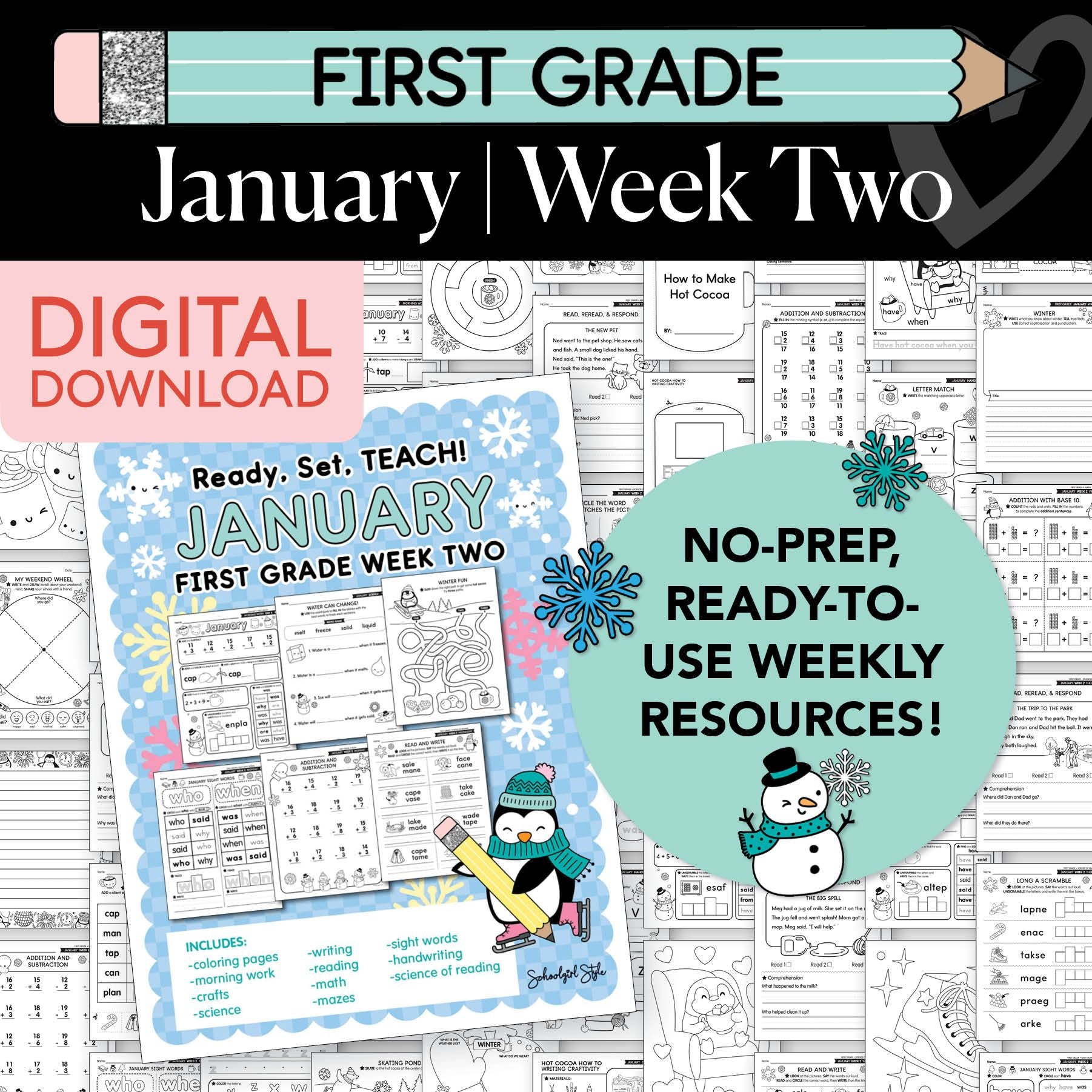 Printable First Grade January Week 2 Resources