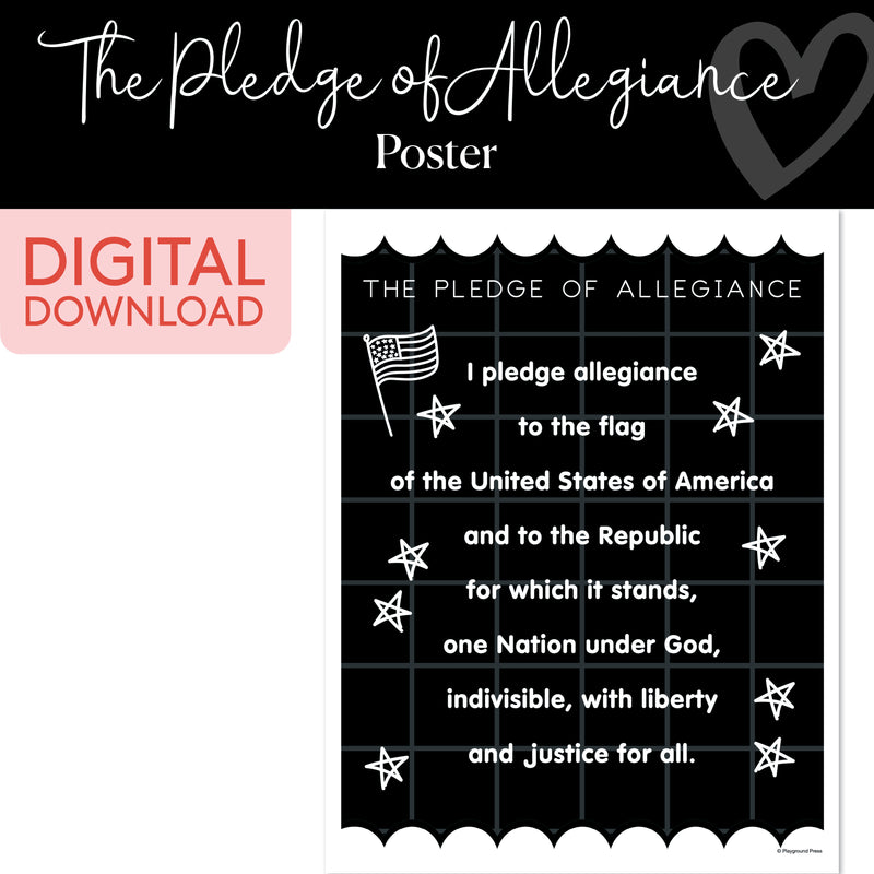 Pledge of Allegiance Chart | Classroom Posters | Printable Classroom Decor | Schoolgirl Style