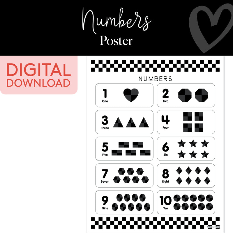 Numbers Chart | Classroom Posters | Printable Classroom Decor | Schoolgirl Style