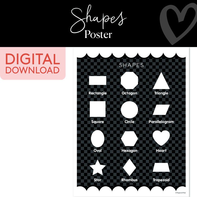 Shapes Chart | Classroom Posters | Printable Classroom Decor | Schoolgirl Style