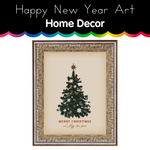 Happy New Year Tree Framed Antique Art