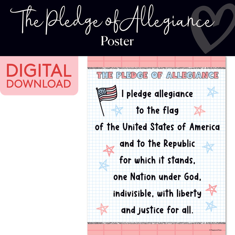 Pledge of Allegiance Chart | Classroom Posters | Printable Classroom Decor | Schoolgirl Style