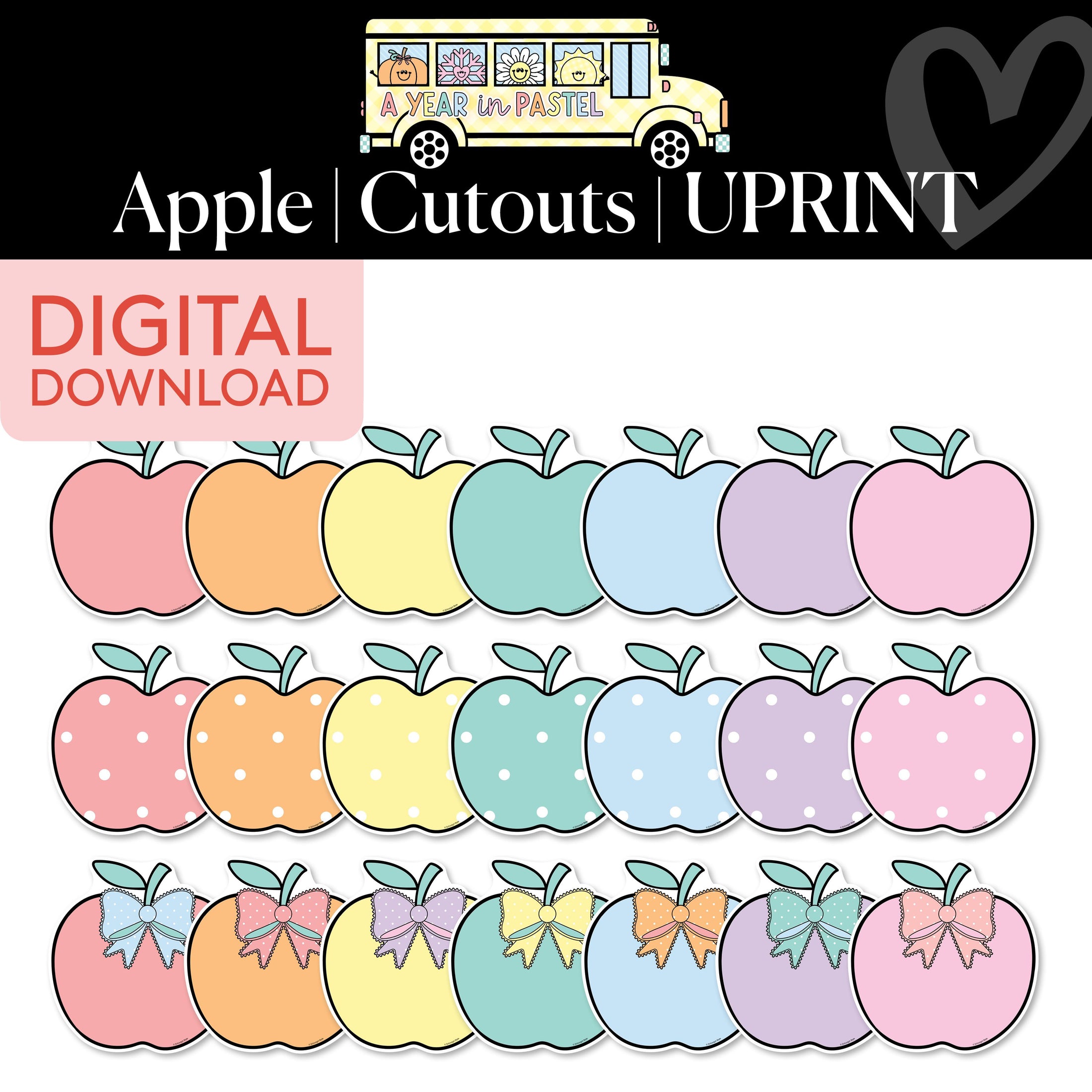 Printable Apple Assortment Cutouts | A Year In Pastel