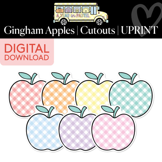 Printable Gingham Apples Cutouts | A Year In Pastel