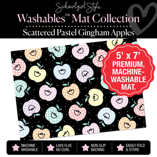 Scattered Pastel Gingham Apples Classroom Mat by Schoolgirl Style