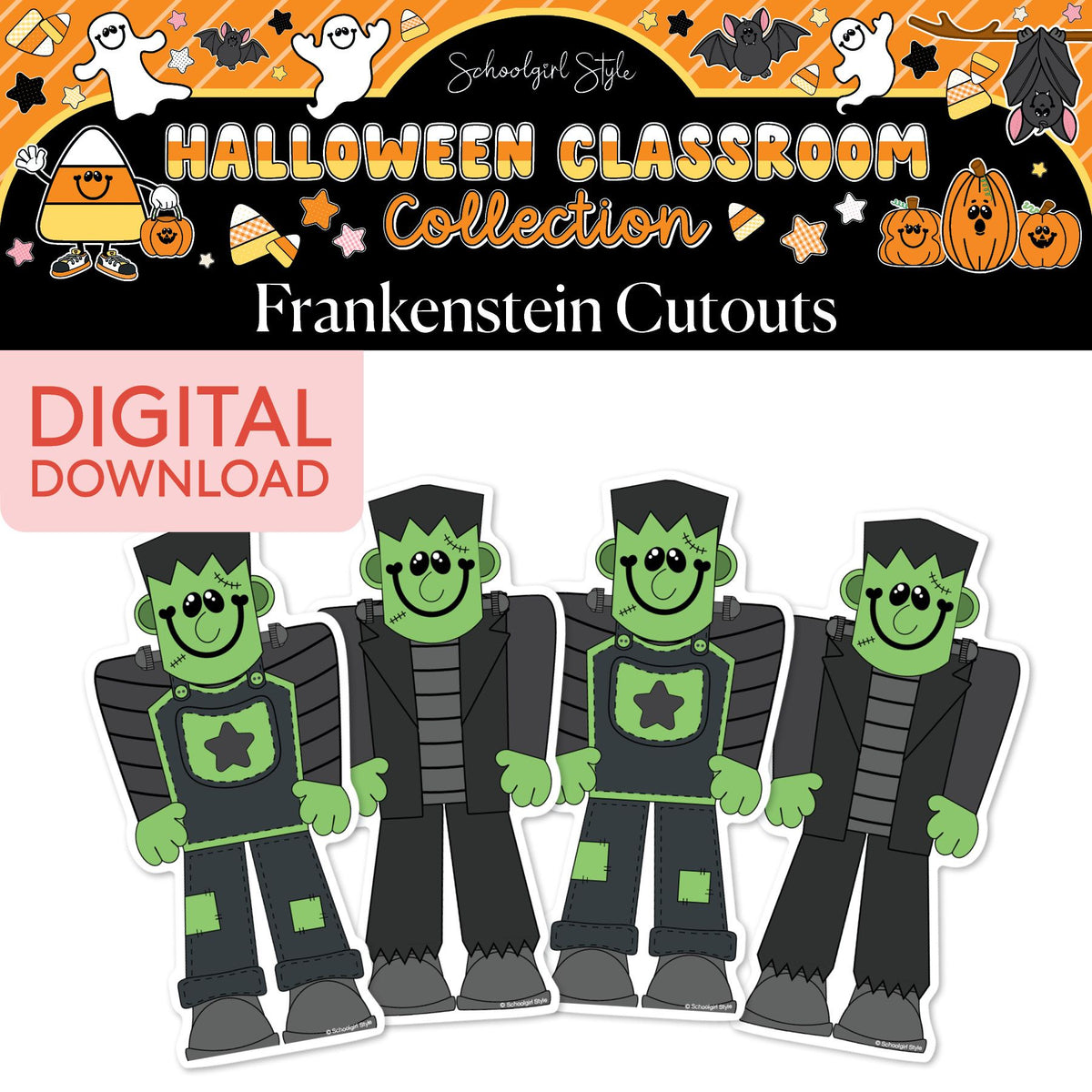 Printable Halloween Frankenstein Cutouts | 90s Teacher