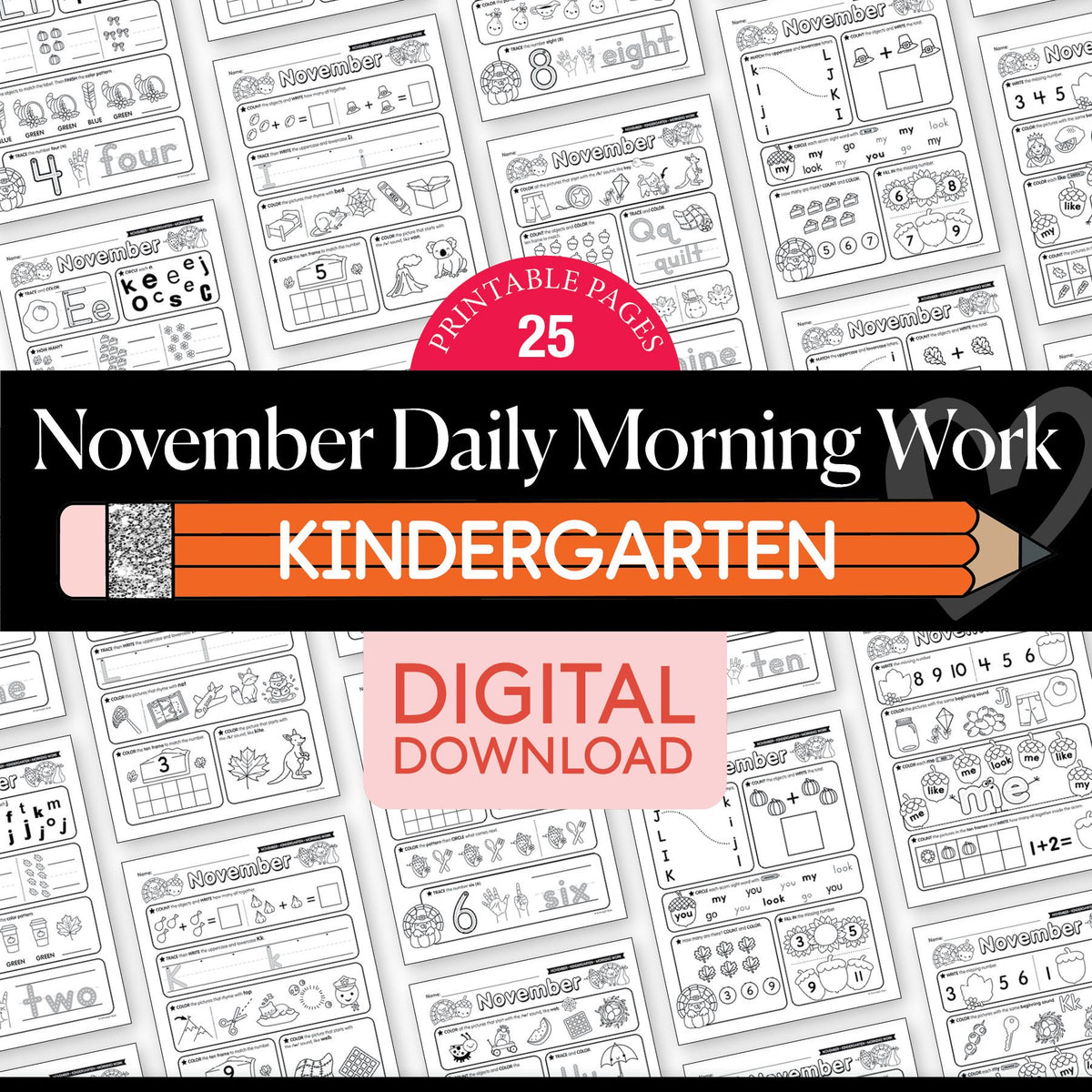 Printable Kindergarten November Daily Morning Work