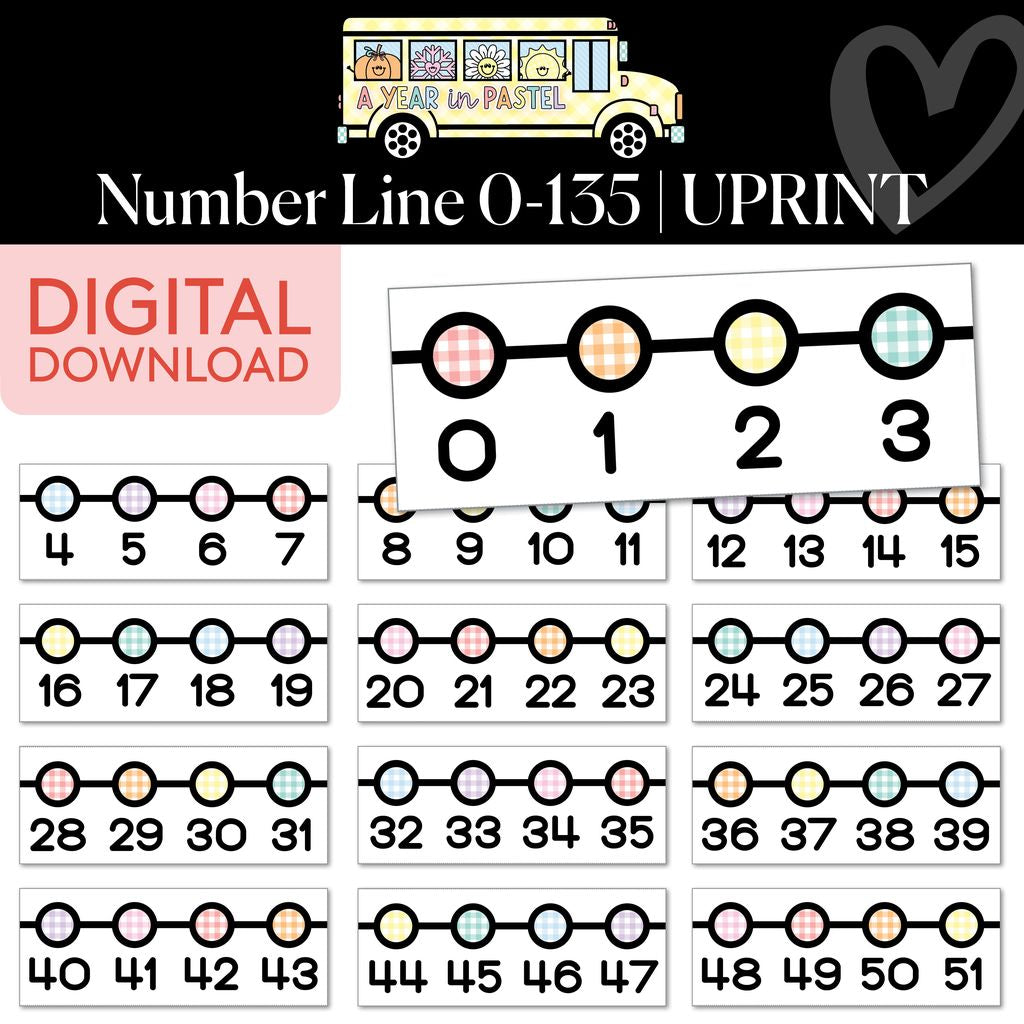 Printable Number Line 0-135 | A Year In Pastel