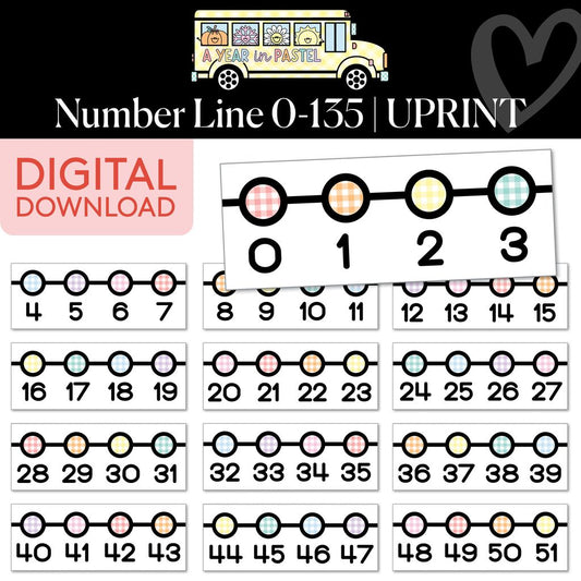 Printable Number Line 0-135 | A Year In Pastel