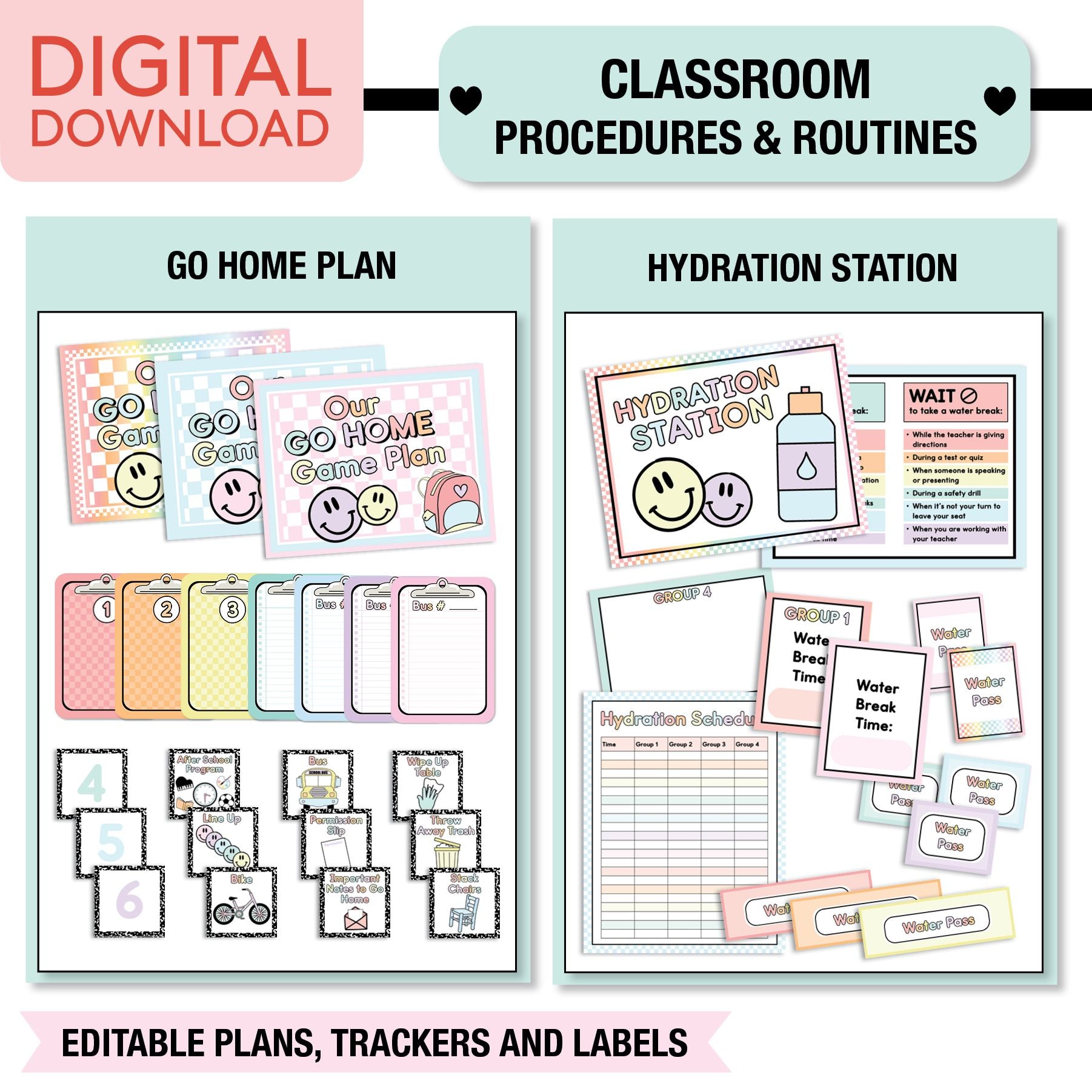 Pastel Full Printable Classroom Management Bundle