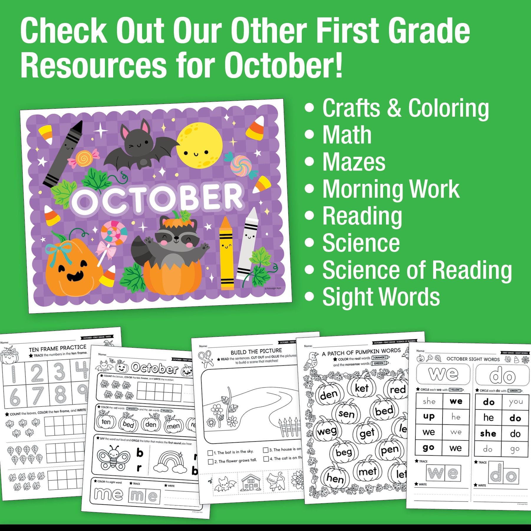 Printable First Grade October Writing Bundle