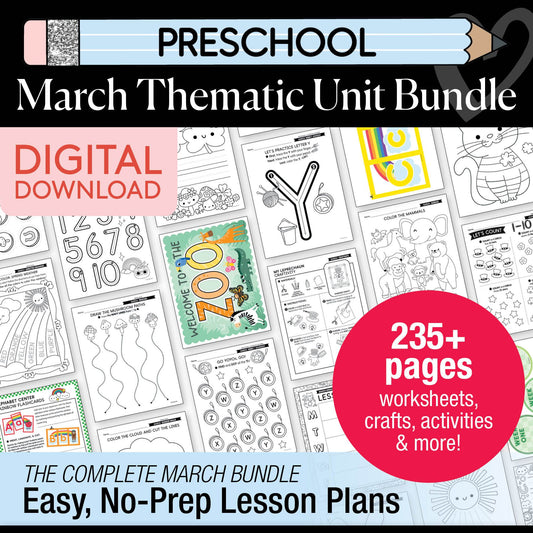 Printable Preschool March Thematic Unit Bundle