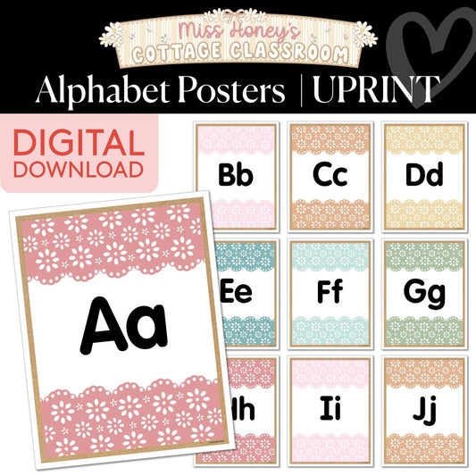 Printable Calming Manuscript Alphabet Posters | Miss Honey's Cottage Classroom