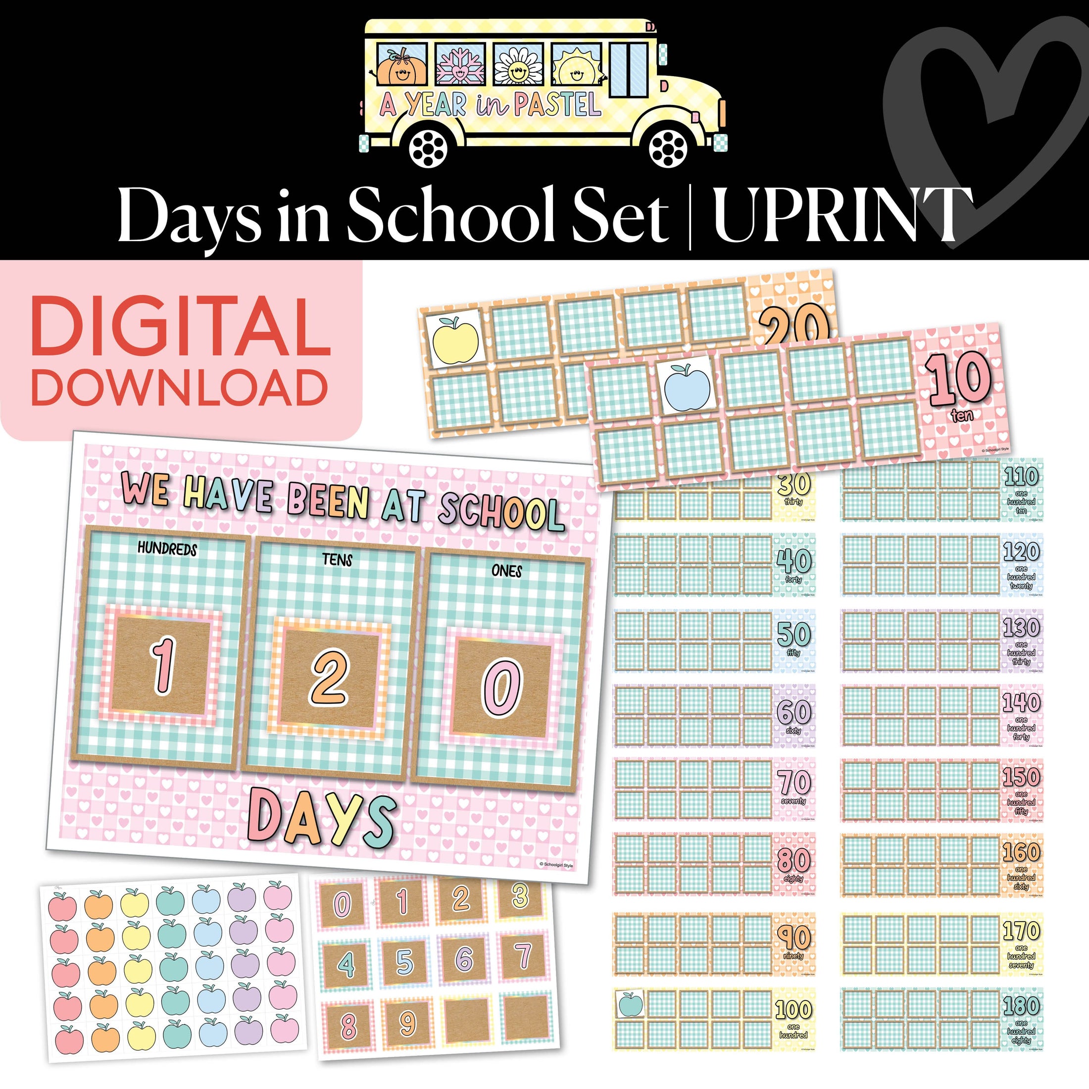 Printable Days in School Set | A Year In Pastel