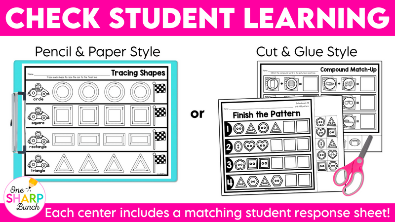 20 Back to School Math and Literacy Kindergarten Centers or Morning Work Tubs