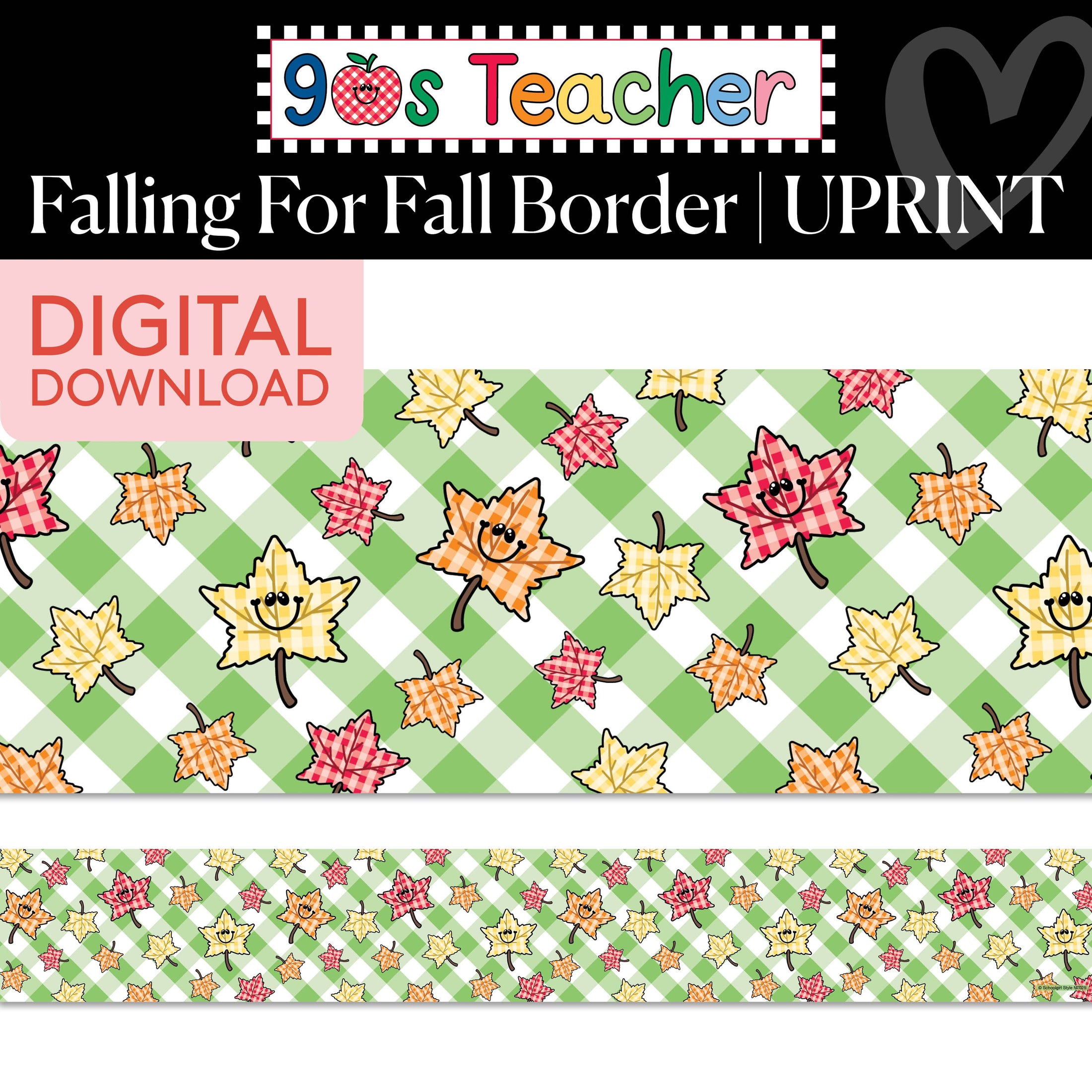 Printable Retro Falling for Fall Border | 90s Teacher