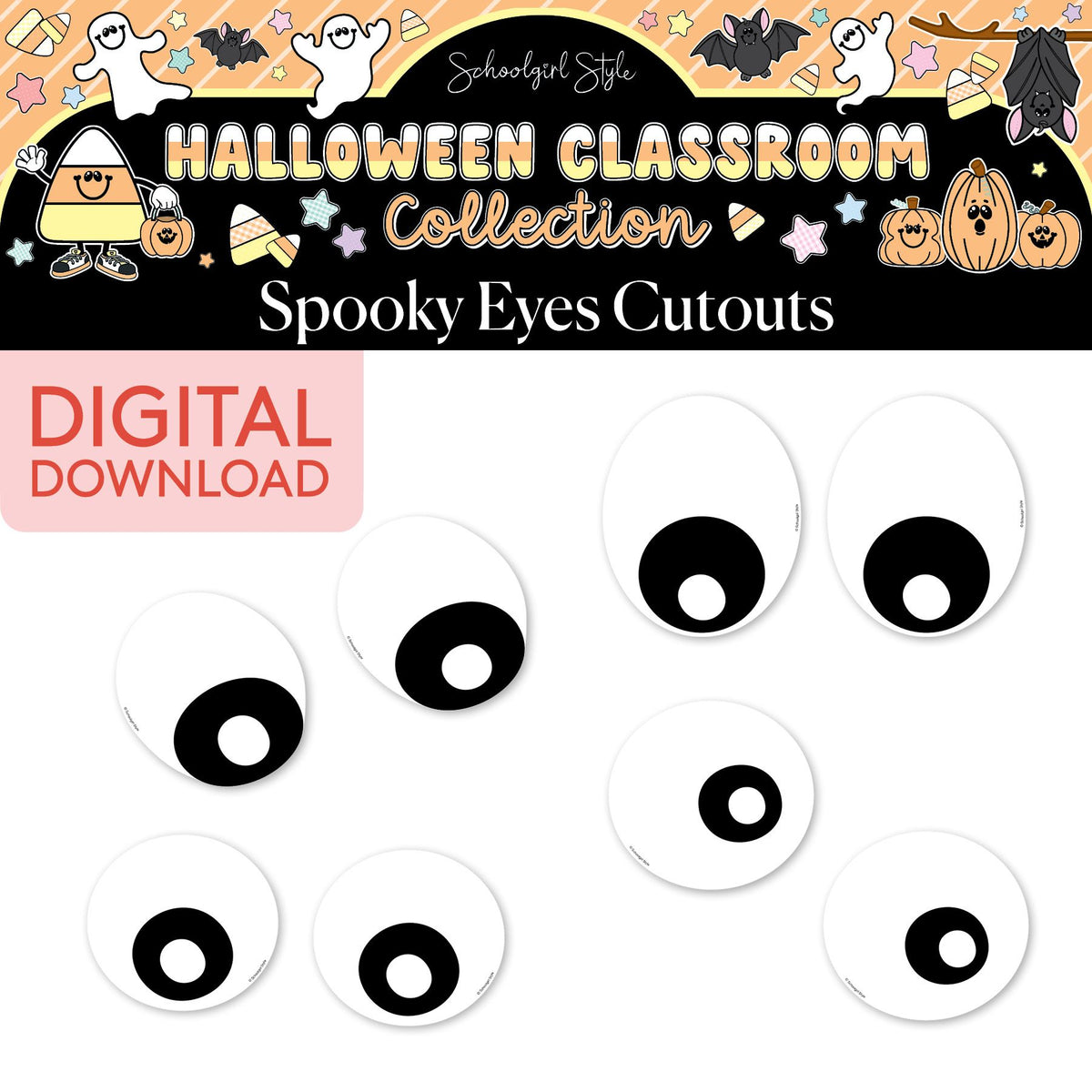 Printable Pastel Halloween Spooky Eyes Cutouts