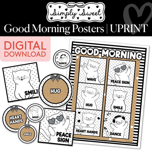 Printable Classic Black and White Good Morning Posters | Simply Sweet
