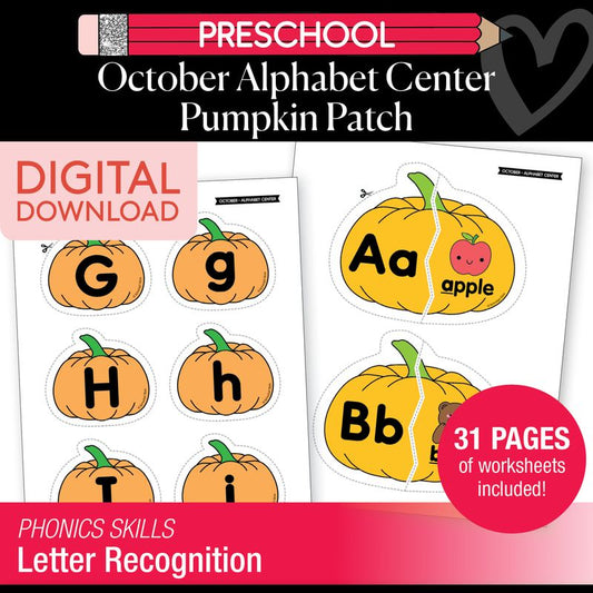Printable Preschool October Alphabet Center Activities