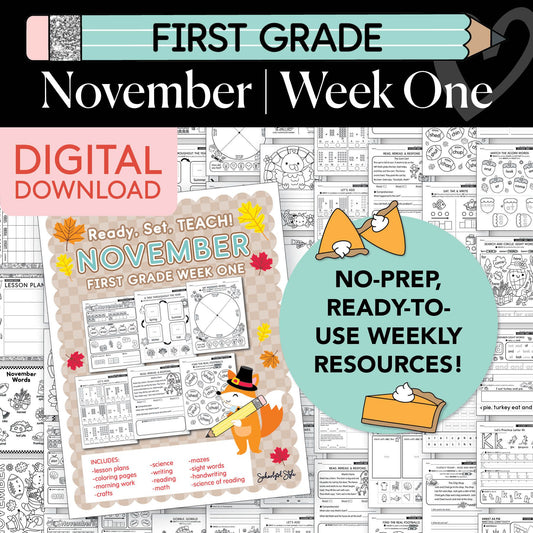 Printable First Grade November Week 1 Resources