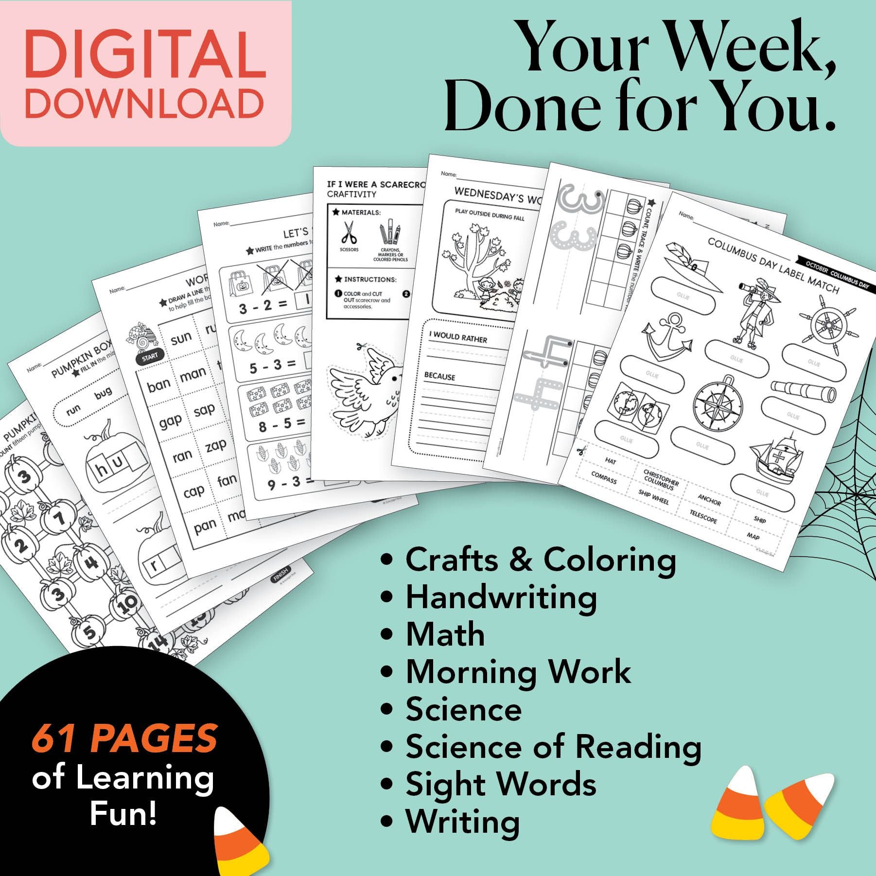 Printable First Grade October Week 2 Resources