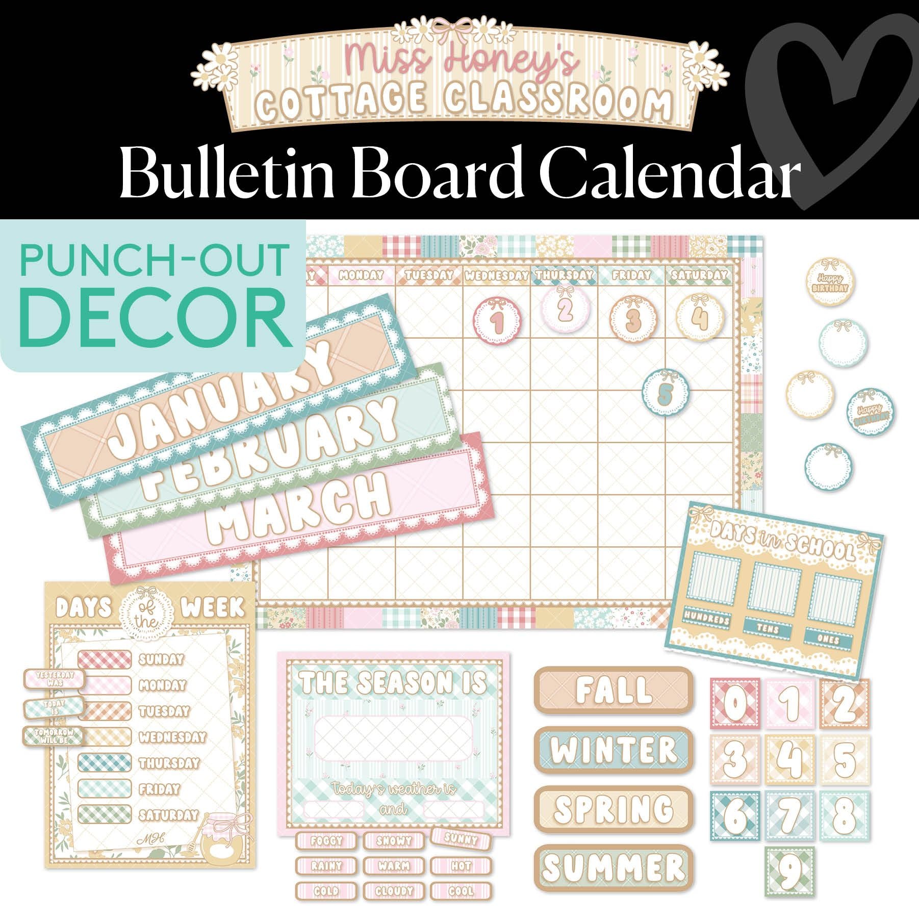 Calming Calendar Bulletin Board Set  | Miss Honey's Cottage Classroom