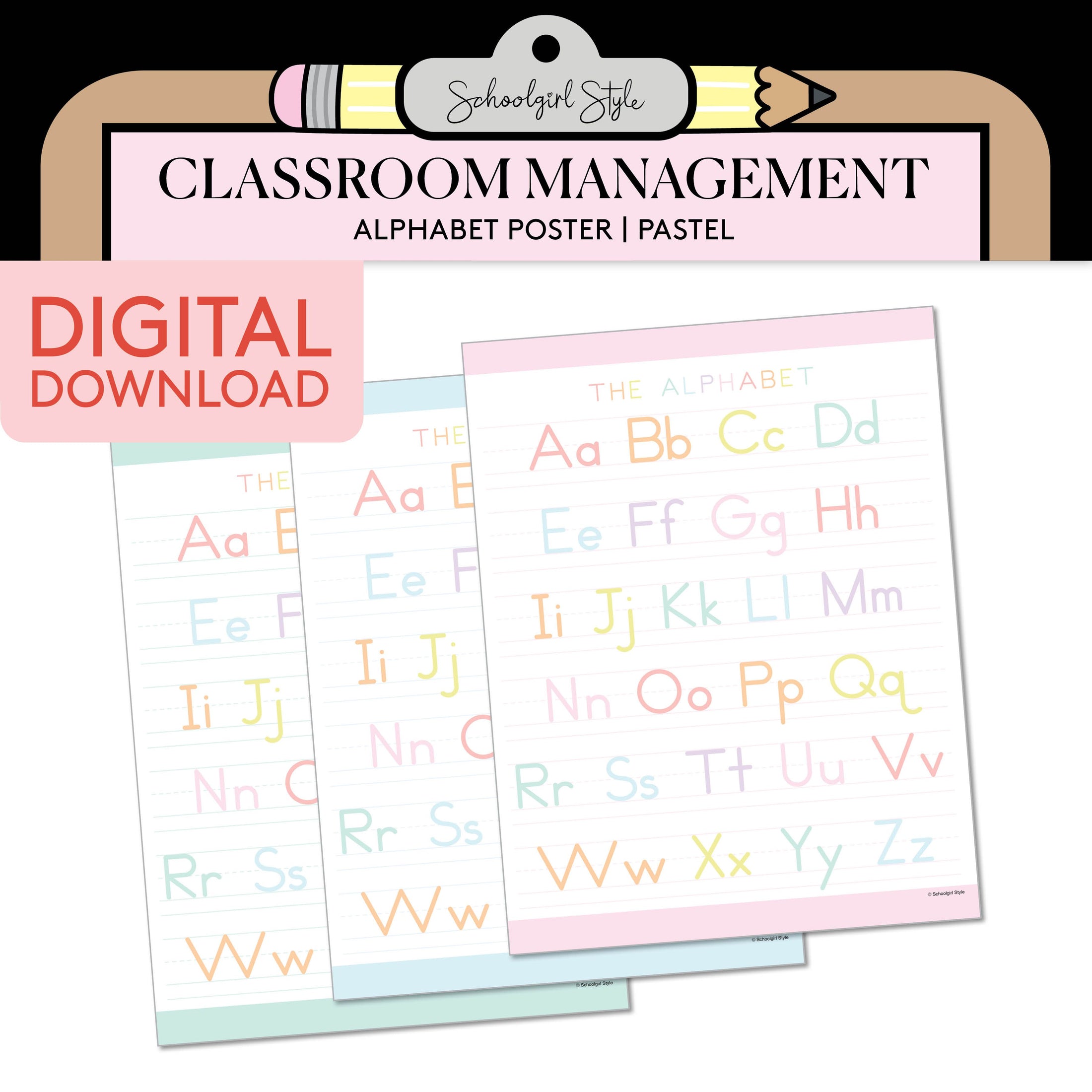 Printable Pastel Alphabet Poster