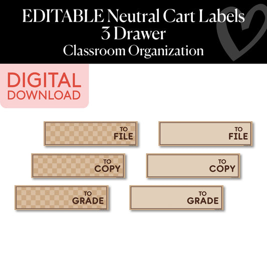 Printable Neutral Three-Drawer Organizer Labels