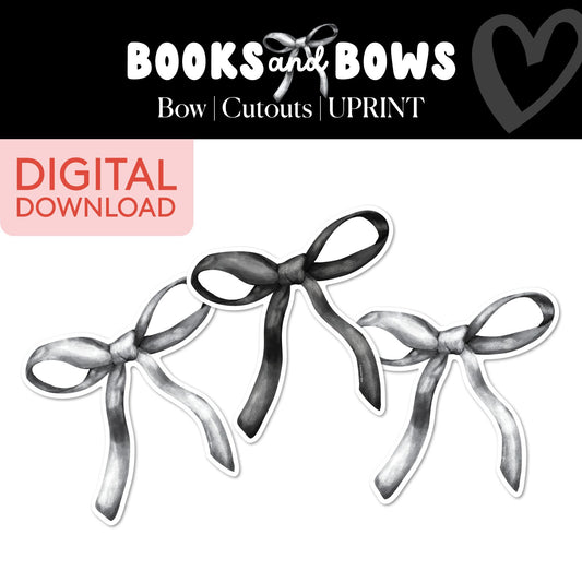 Printable Black and White Bow Bulletin Board Cutouts | Books and Bows