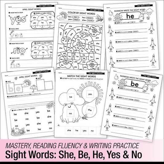 Printable Kindergarten April Daily Sight Words