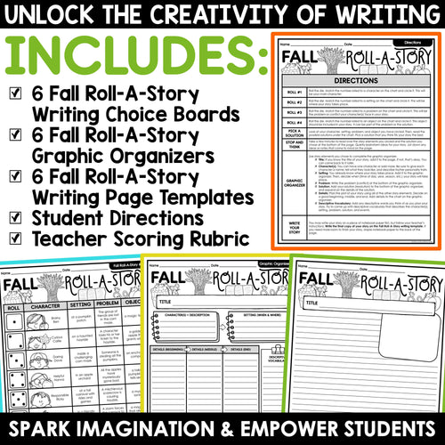 Fall Creative Writing Prompts Roll A Story Halloween Roll and Write Activities