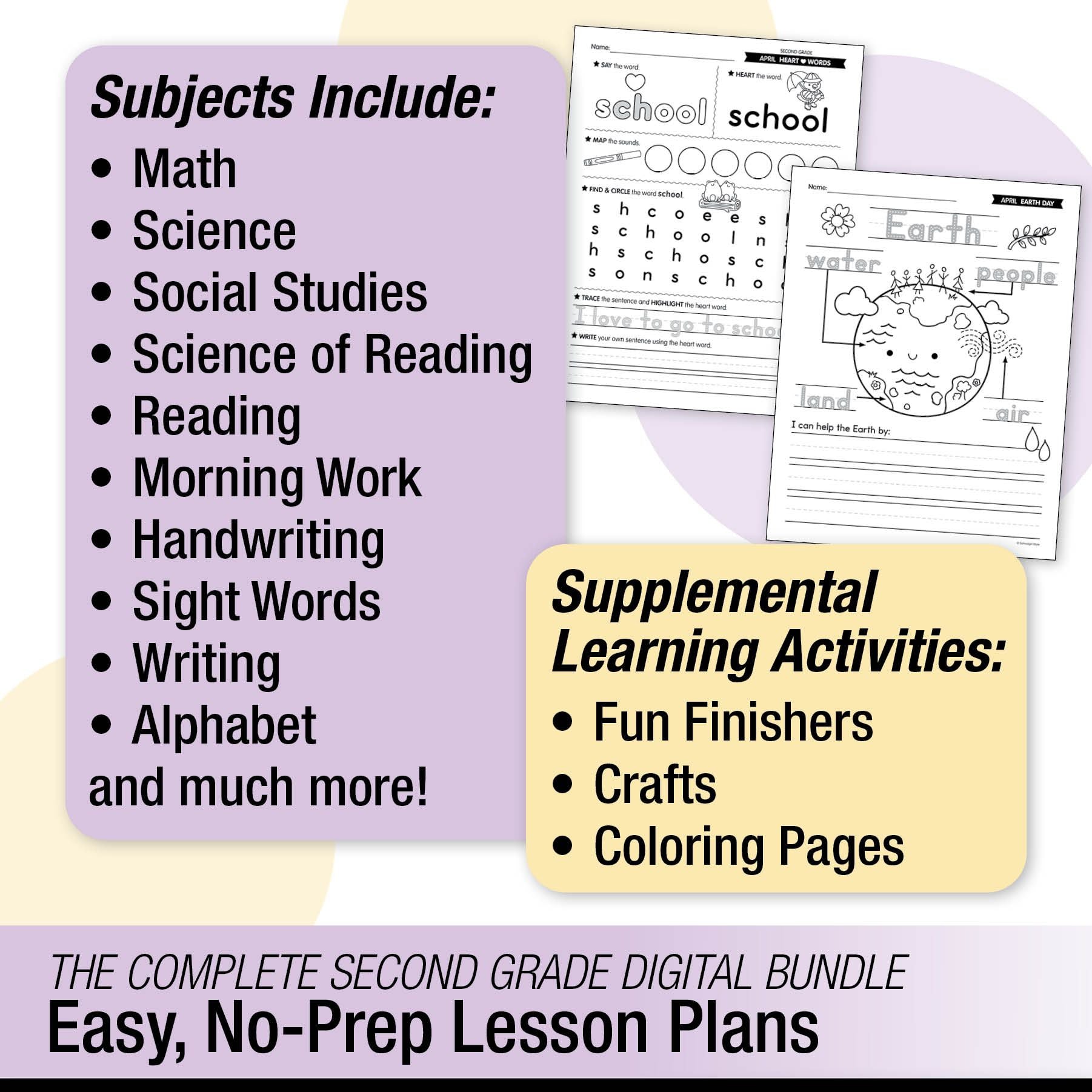 Printable Second Grade April Thematic Unit Bundle